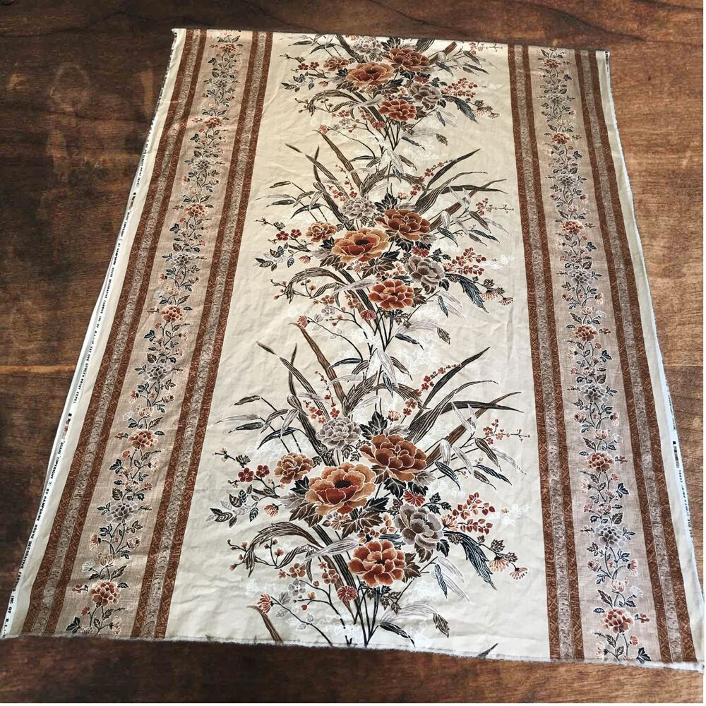 Vintage Hampshire House Decorative Fabrics Brown/Beige Floral 52" W x 142" L